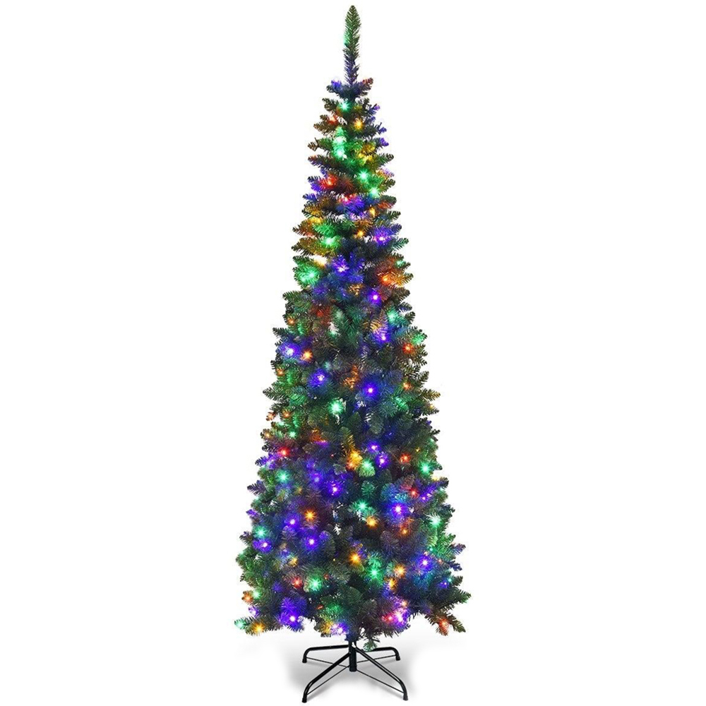 Shatchi Multicolour LED Pre-Lit Artificial Pencil Christmas Tree 6ft Image 1