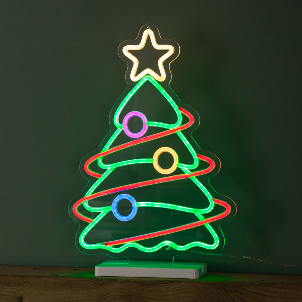 Samuel Alexander Multicolour LED Light Up Neon Christmas Tree Sign with Base Christmas Decoration Image 6