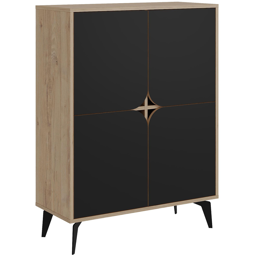 Decortie Spark 4 Door Sapphire Oak and Silky Black Cabinet Image 2