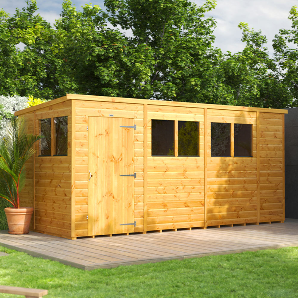Power Sheds 14 x 6ft Pent Wooden Shed with Window Image 2