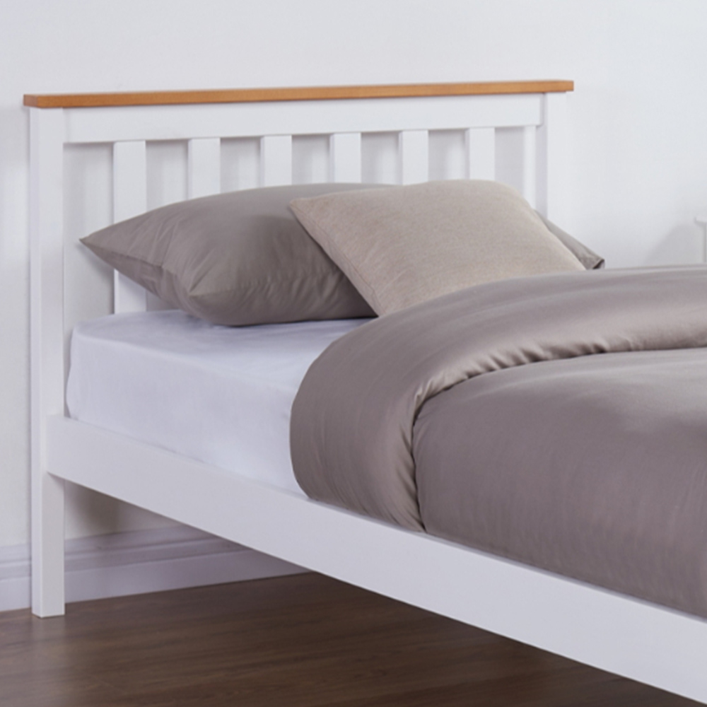 Home Detail Woodford Single White and Oak Wooden Bed Image 3