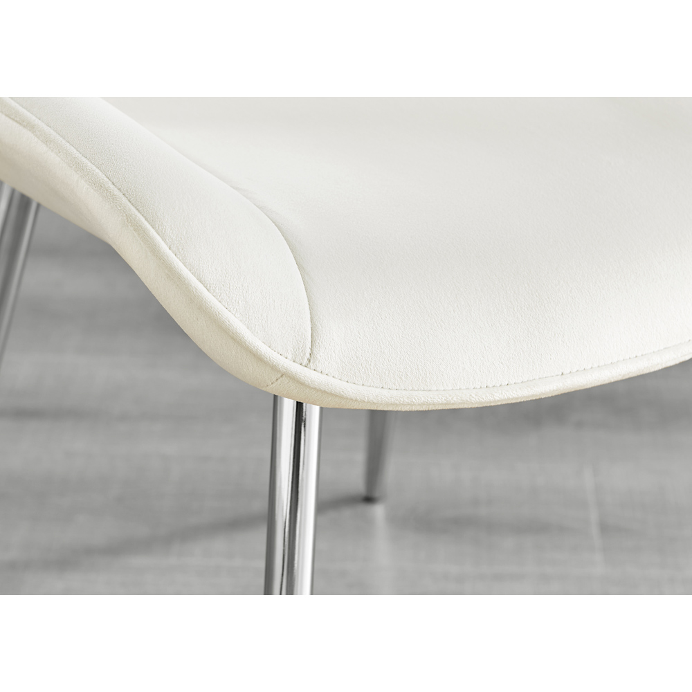 Furniturebox Cesano Set of 2 Cream and Chrome Velvet Dining Chair Image 7