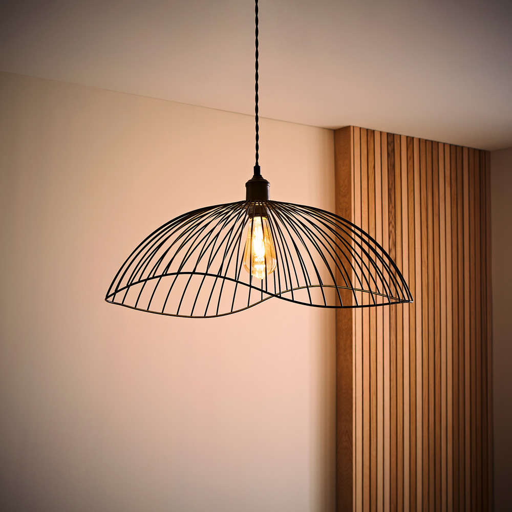ValueLights Covelas Black Wavy Wire Pendant Shade Image 2