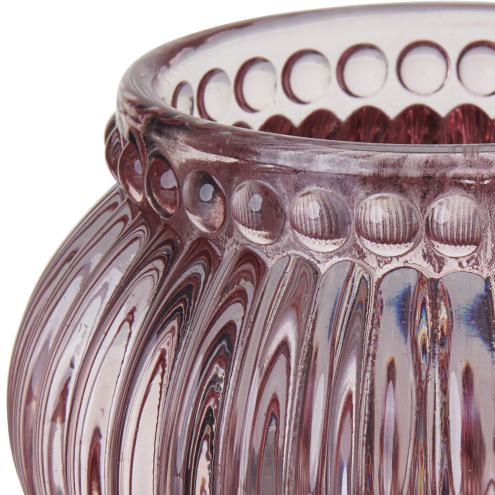 Wilko Vintage Pink Glass Tealight Holder Image 6
