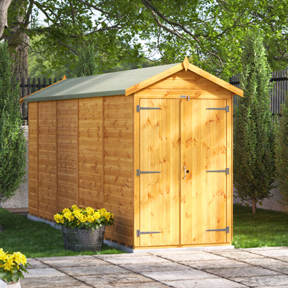 Power Sheds 18 x 4ft Double Door Apex Wooden Shed Image 2