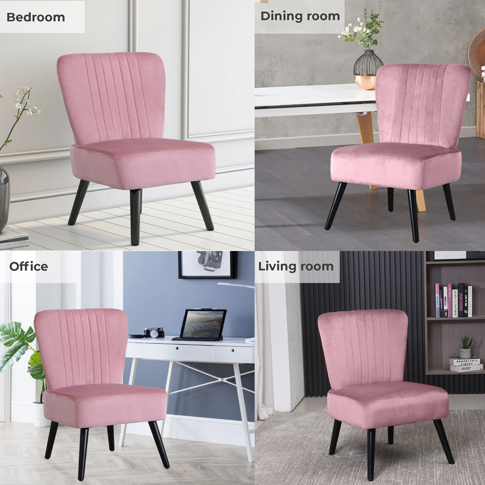 Neo Dusky Pink and Black Velvet Shell Chair Image 4