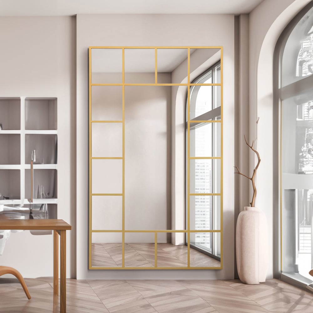 The Fenestra Gold Window Metal Leaner Wall Mirror 200 x 120cm Image 2