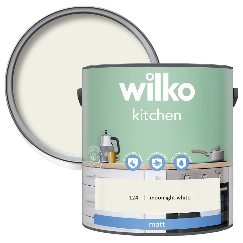 Wilko Kitchen Moonlight White Matt Emulsion Paint 2.5L Image 1