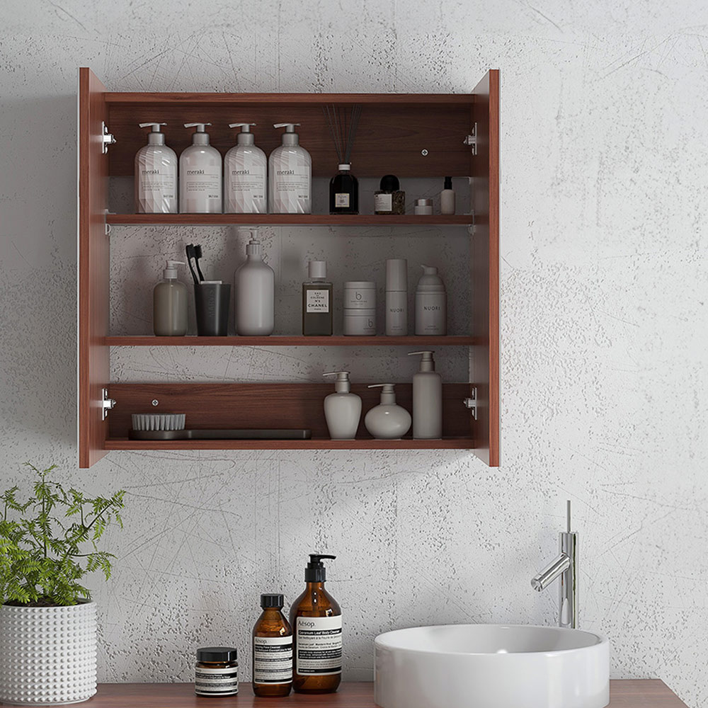 Kleankin Wood Effect 2 Door Mirror Bathroom Cabinet Image 4