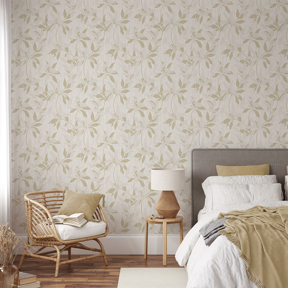 Muriva Hudson Leaf Trail Cream Wallpaper Image 4