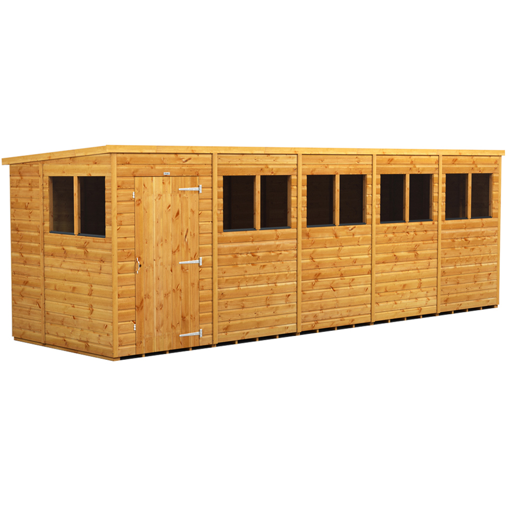 Power Sheds 20 x 6ft Pent Wooden Shed with Window Image 1