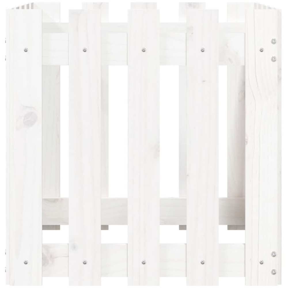 vidaXL White Pine Wood Garden Planter 50 x 50 x 50cm Image 4