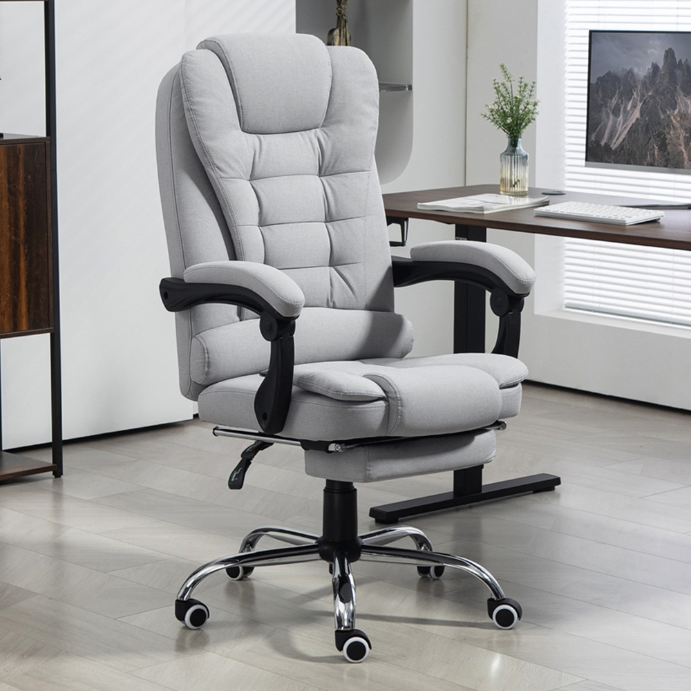 Portland Light Grey Executive Office Chair Swivel Chair with Footrest Image 1