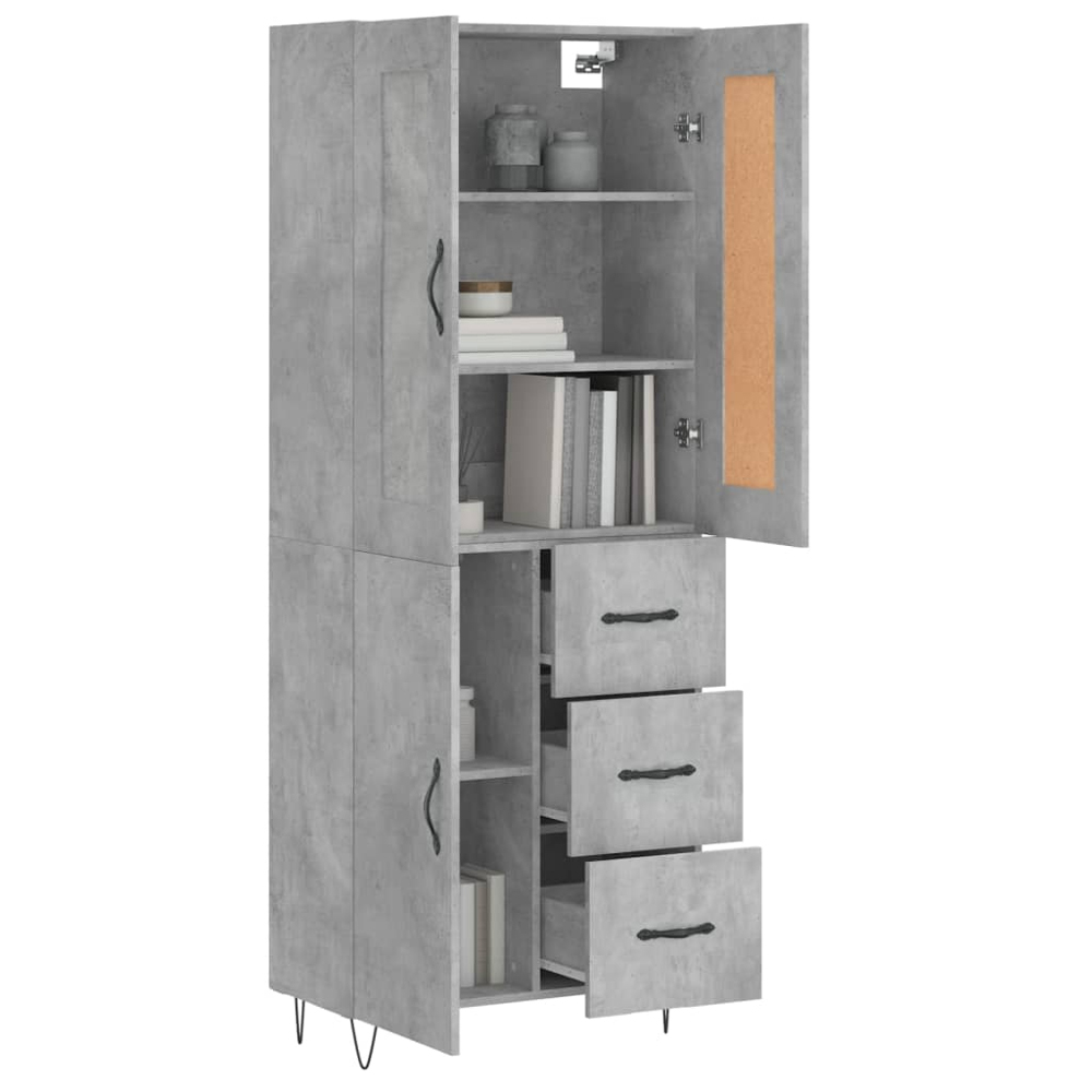 vidaXL 3 Door 3 Drawer Concrete Grey Highboard Image 3