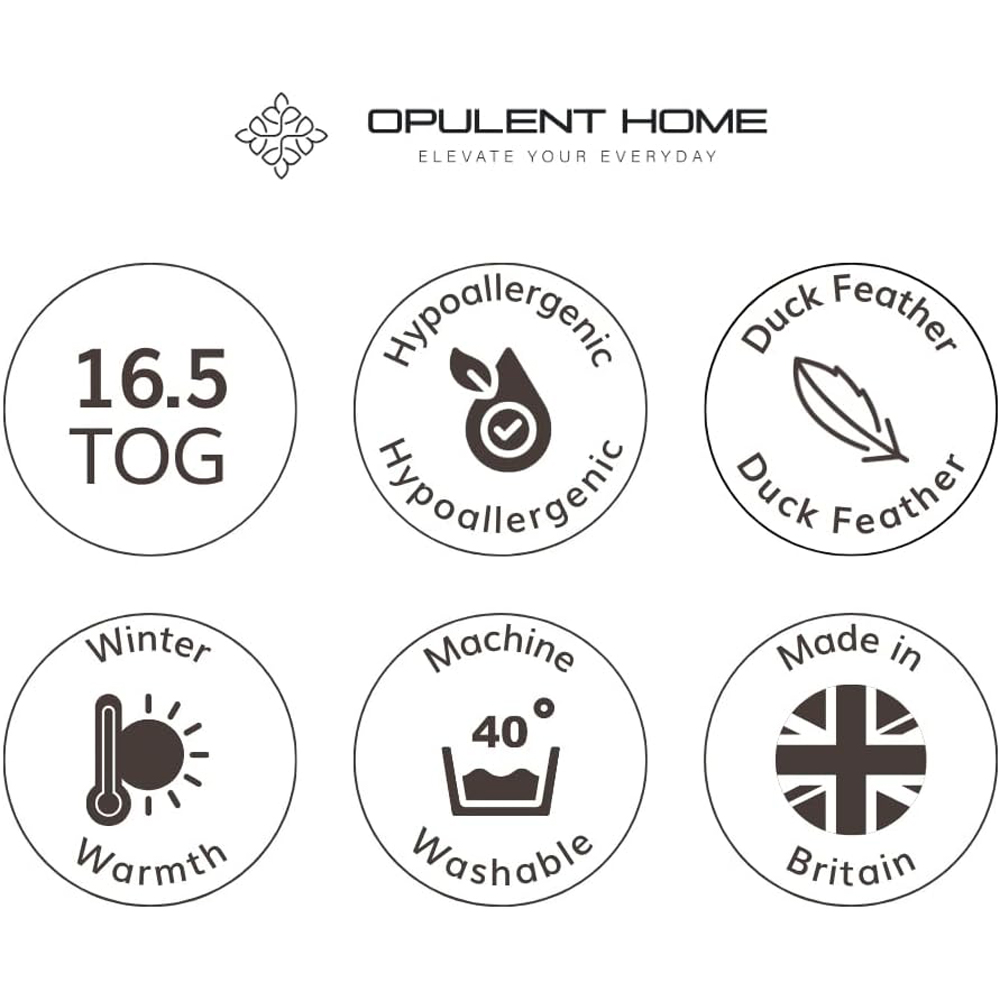 Opulent Home Super King Size White Warm Winter Duck Feather and Down Duvet 16.5 Tog Image 3