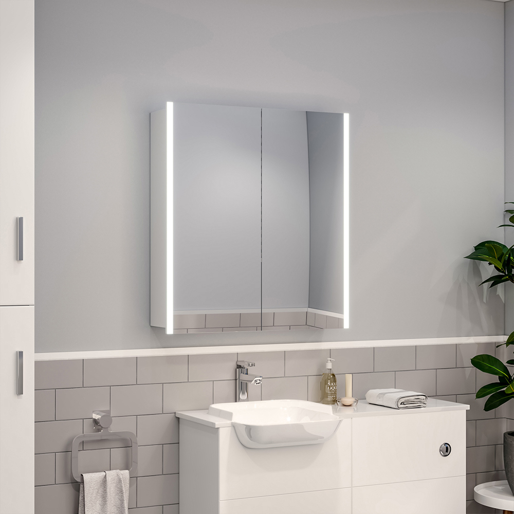 Living and Home 2 Door Frameless LED Mirror Bathroom Cabinet Image 2
