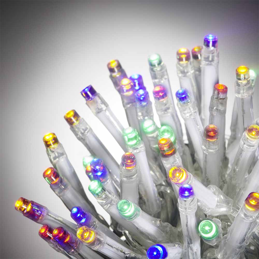 Wilko 50 Multicoloured Battery Operated LED Timer Lights with Clear Cable Image
