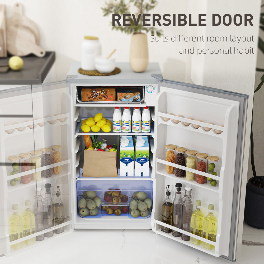 HOMCOM 800-129V73GY Grey 91L Freestanding Under Counter Fridge Image 7