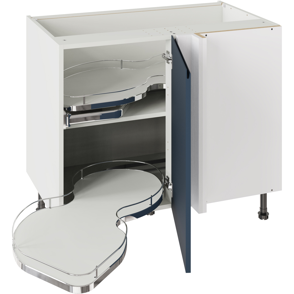 Kitchen Kit J-Pull Matt Indigo Blue Base Kitchen Cabinet with Nuvola Blind Corner Flatpack 1000mm Image 1