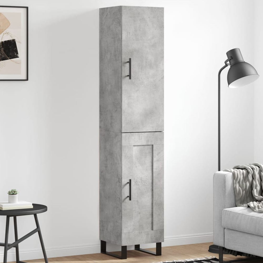 vidaXL 2 Door Concrete Grey Wooden Highboard Image 1