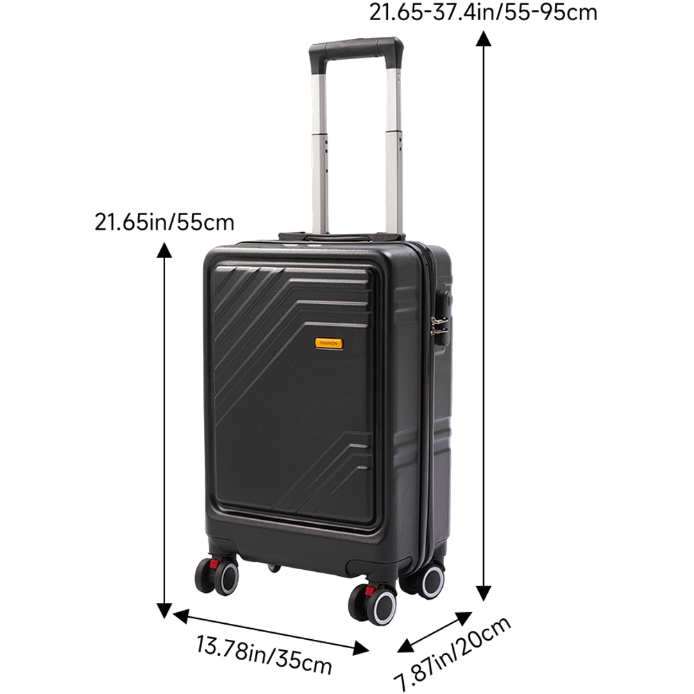 H&O Direct 20 inch Black Hard Shell Suitcase with Combination Lock Image 6