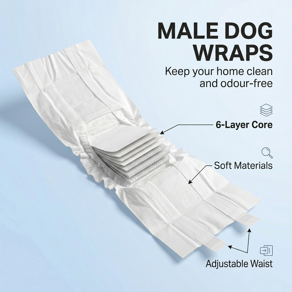 PawHut Small Super Absorbent Male Dog Diapers 30-48cm 48 Pack Image 5