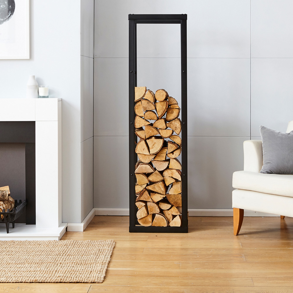 Neo Tall Black Firewood Log Rack Image 2