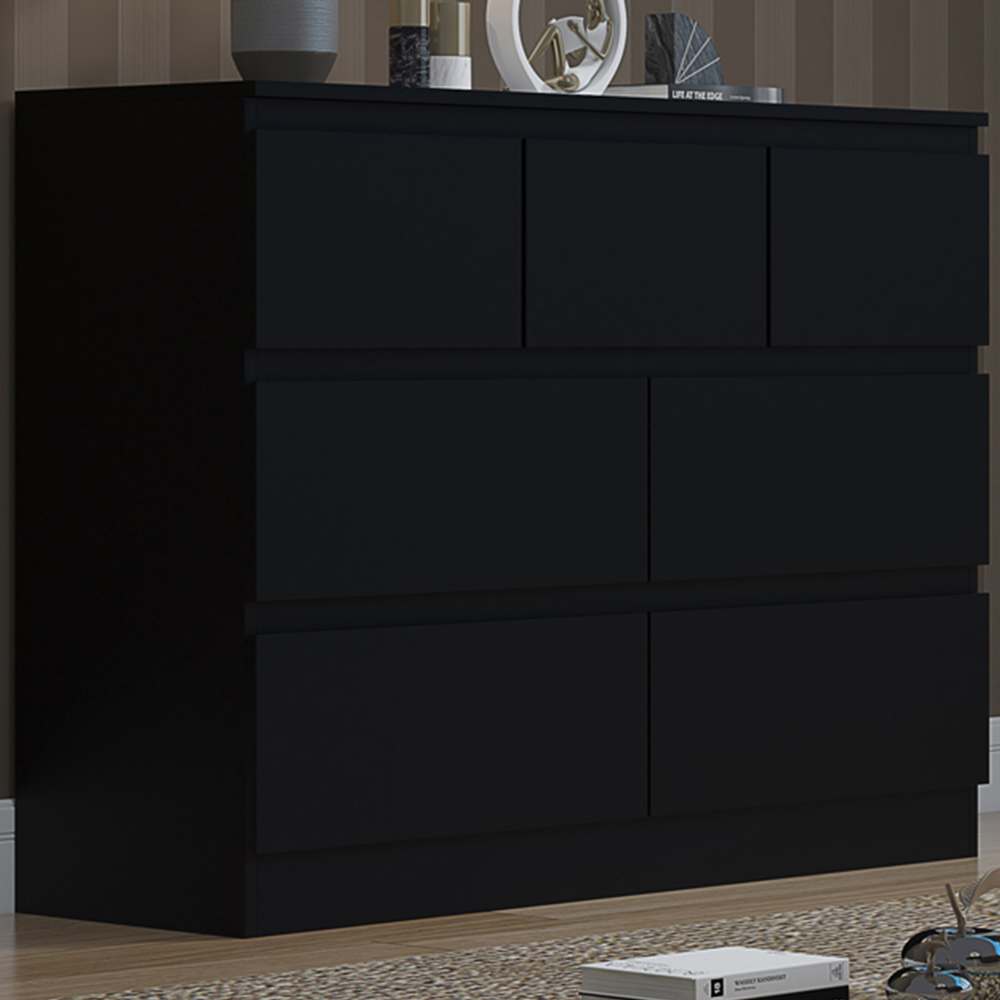 FWStyle Stora Merchant 7 Drawer Matt Black Chest of Drawers Image 1