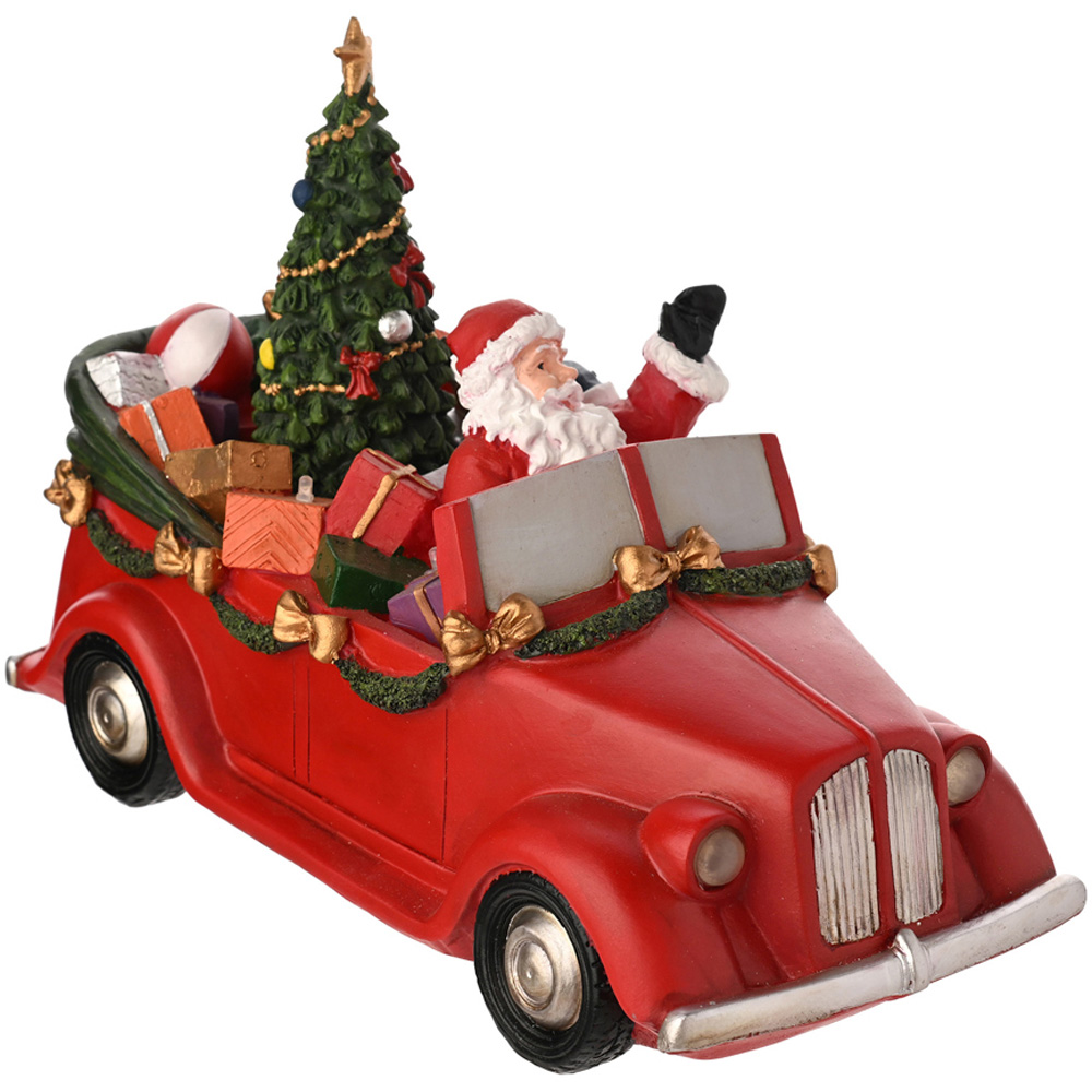 The Seasonal Gift Co Regal Tidings Light Up Santa Car with Rotating Tree Christmas Decoration 18cm Image 4