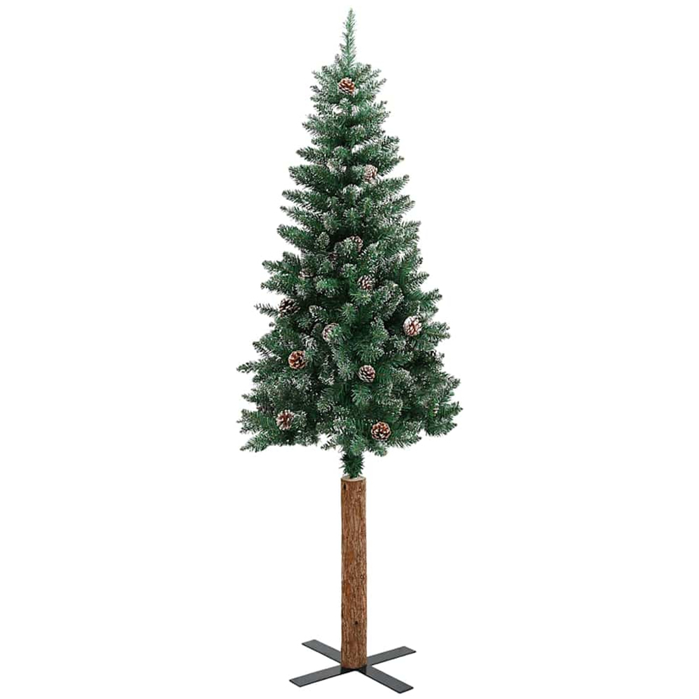 vidaXL Green Snow Flocked Artificial Christmas Tree with Pinecones LEDs Silver Ornaments 5ft Image 5