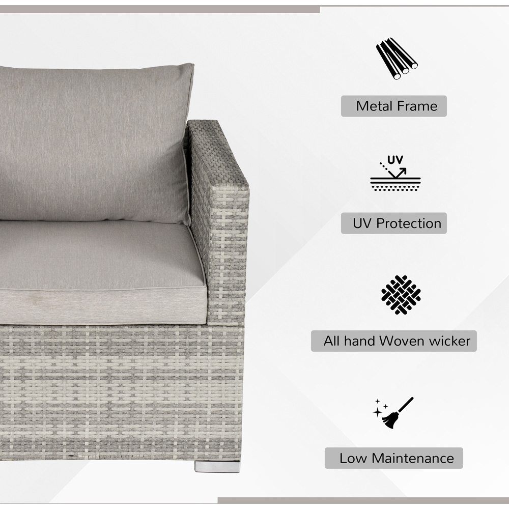 Outsunny Grey Single Rattan Sofa Chair with Padded Cushion Image 4