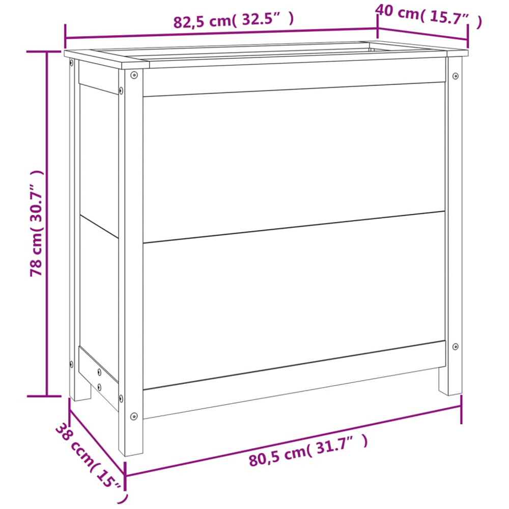 vidaXL Brown Solid Douglas Wood Raised Garden Planter 78 x 82.5 x 40cm Image 9