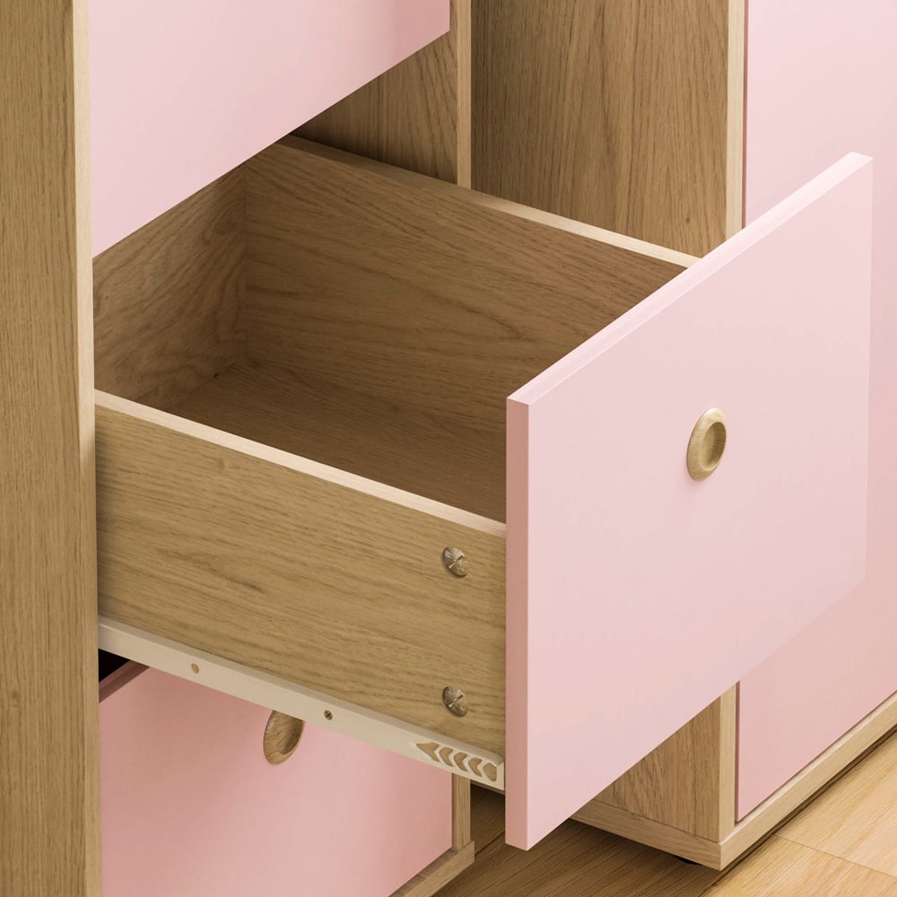 Junior Vida Neptune 3 Drawer Pink and Oak Desk Image 5