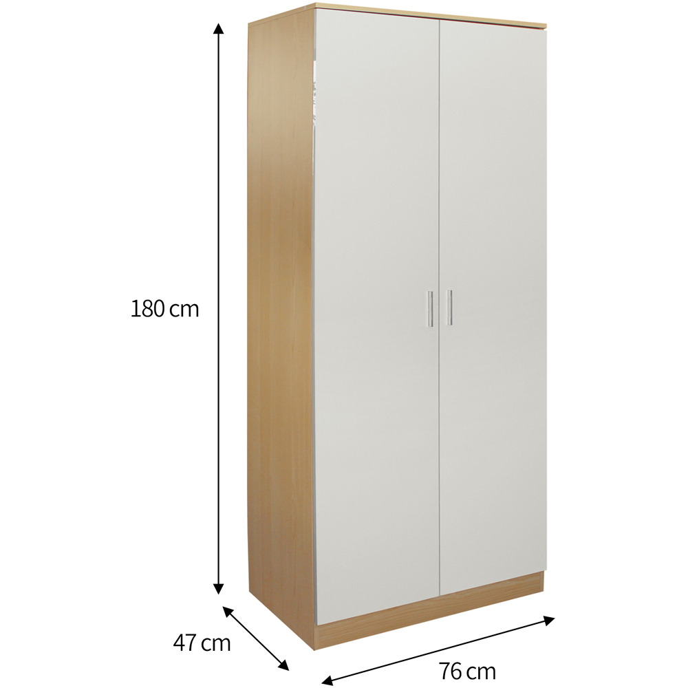 Brooklyn 2 Door Oak and Cream High Gloss Wardrobe Image 6