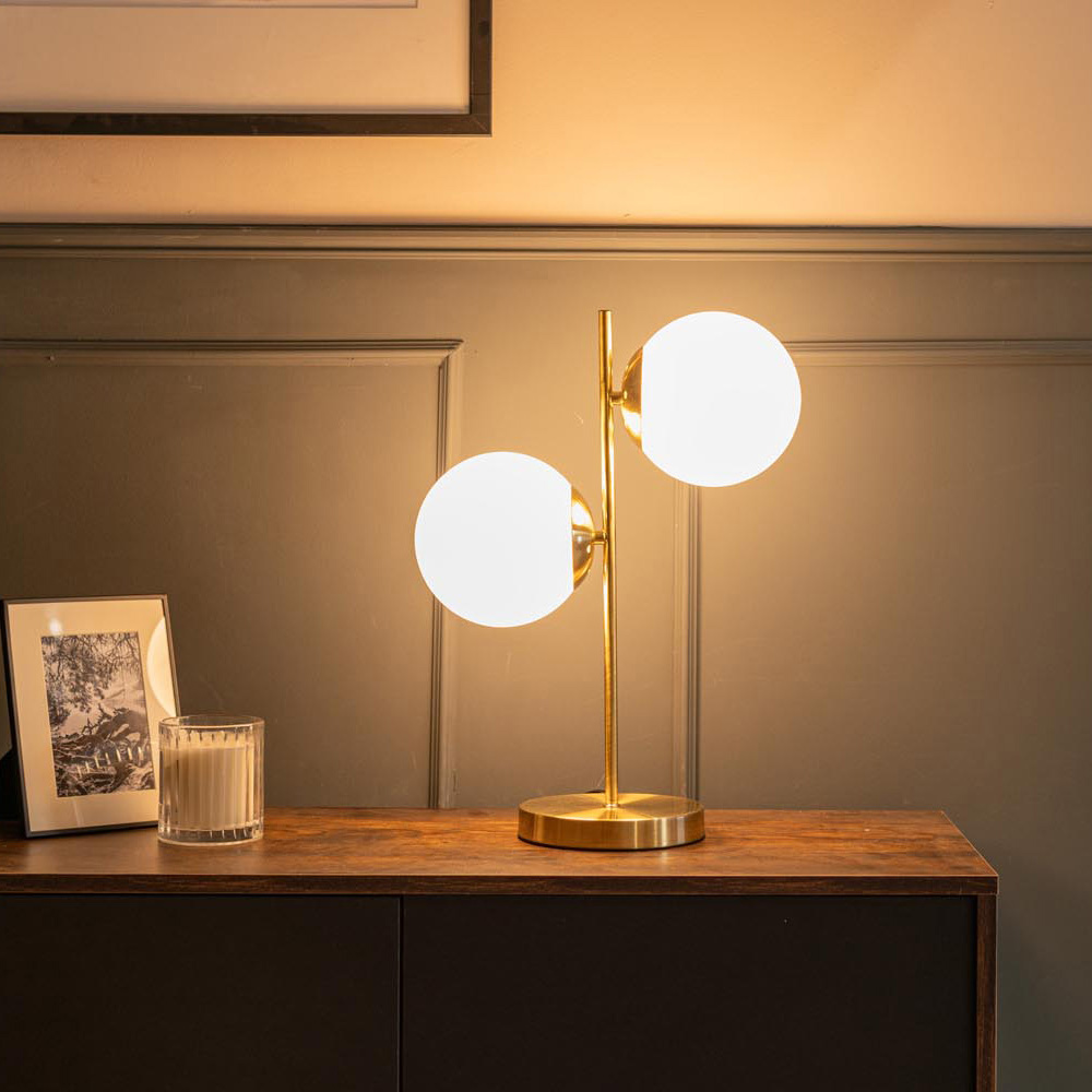 ValueLights Jas Brushed Gold Metal LED Table Lamp Image 2