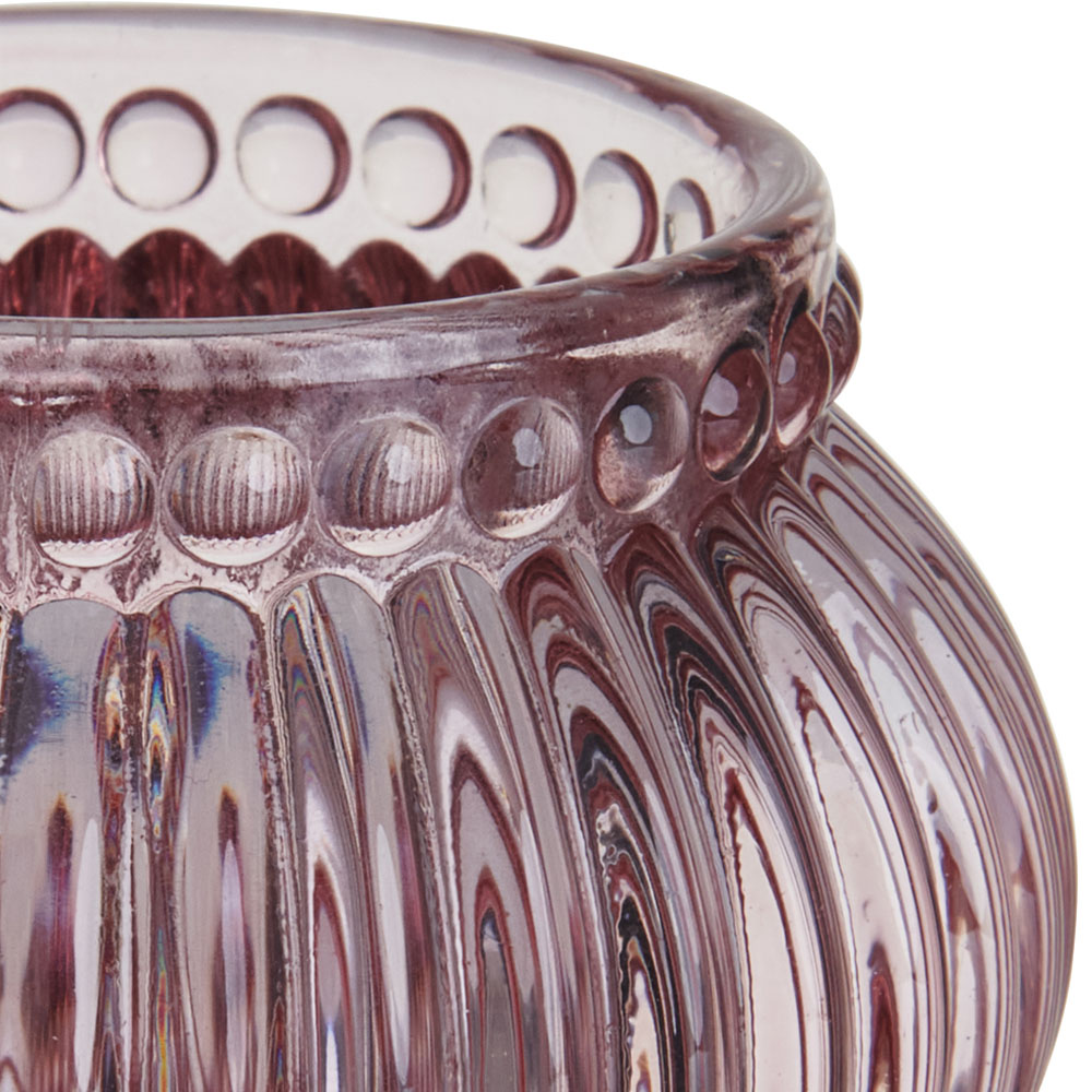 Wilko Vintage Pink Glass Tealight Holder Image 3