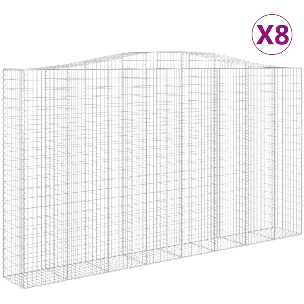 vidaXL Silver Galvanised Iron Arched Gabion Basket 400 x 50 x 220/240cm 8 Pack Image 4