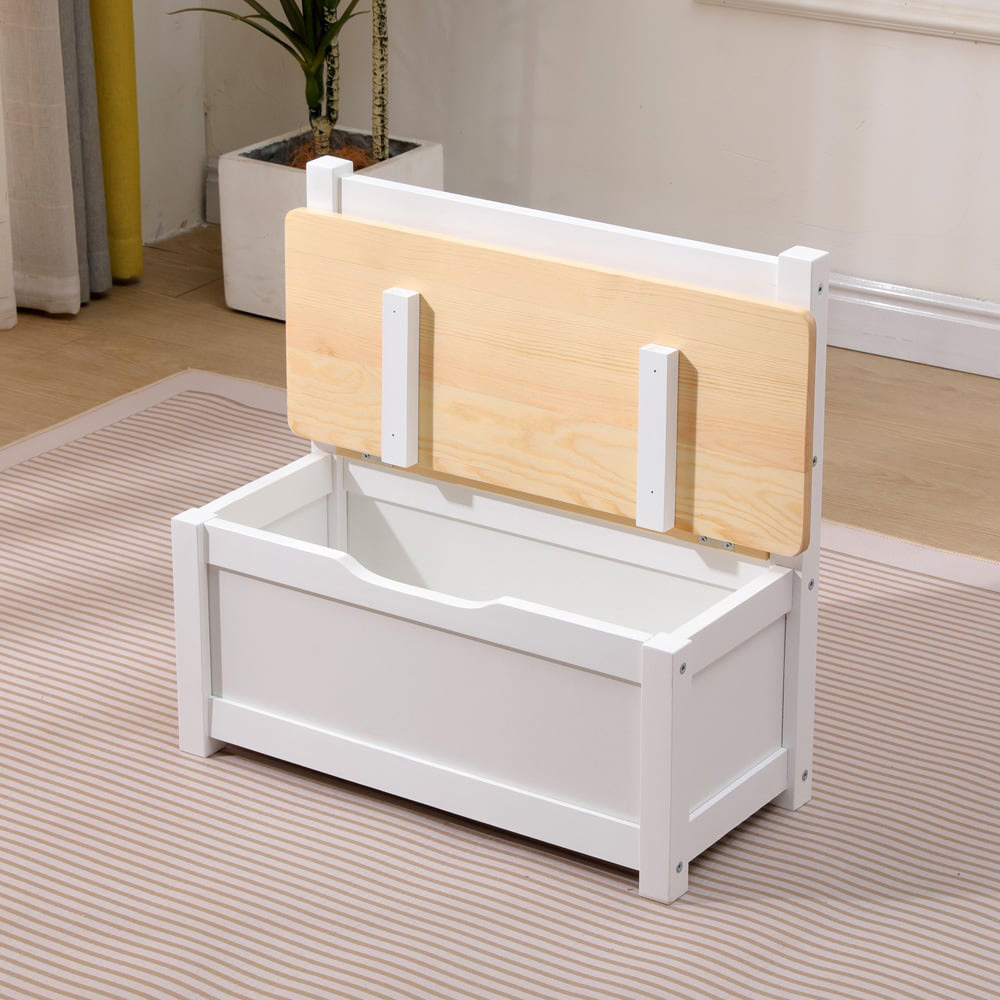 FurnitureHMD White Kids Wooden Storage Bench Image 6