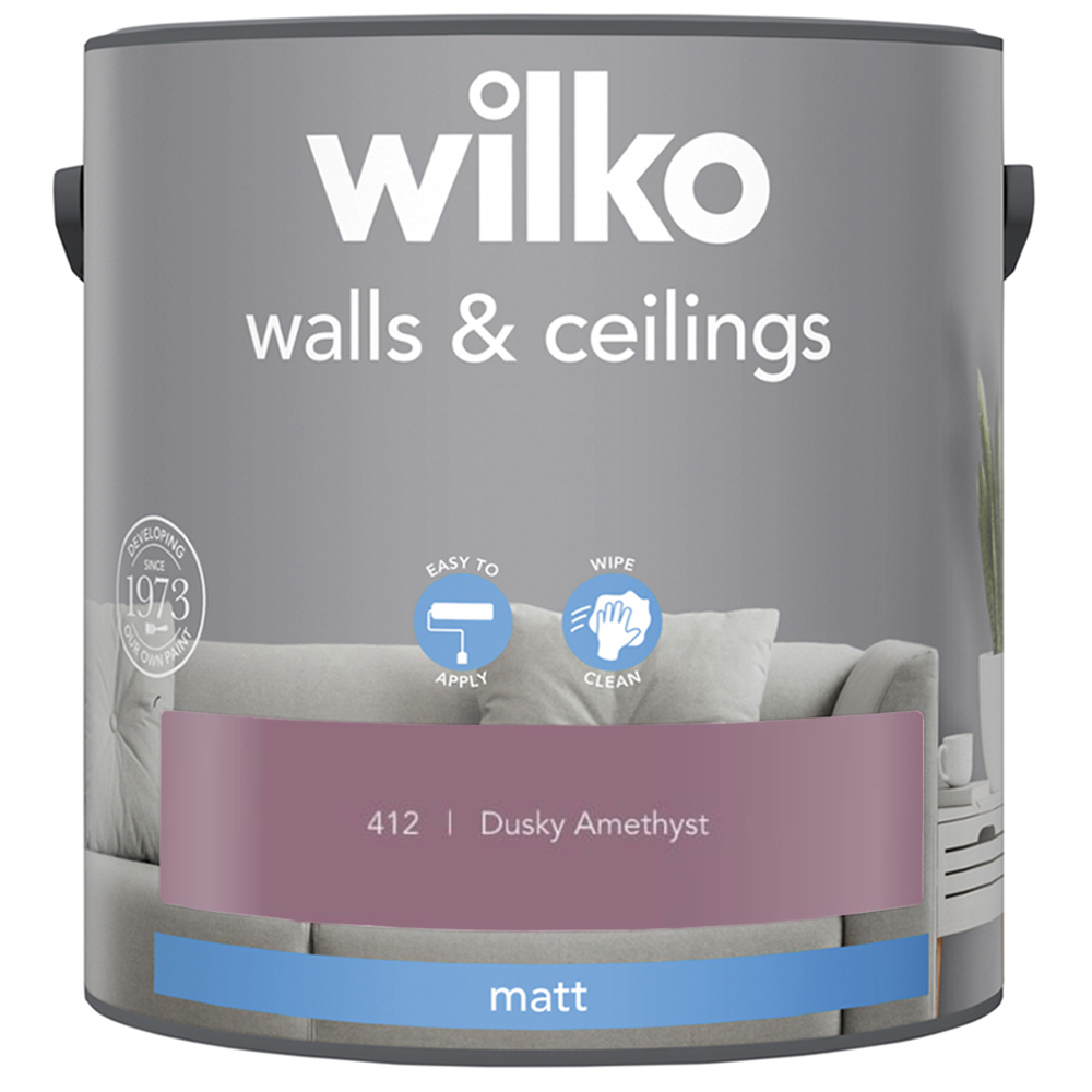 Wilko Walls & Ceilings Dusky Amethyst Matt Emulsion Paint 2.5L Image 2
