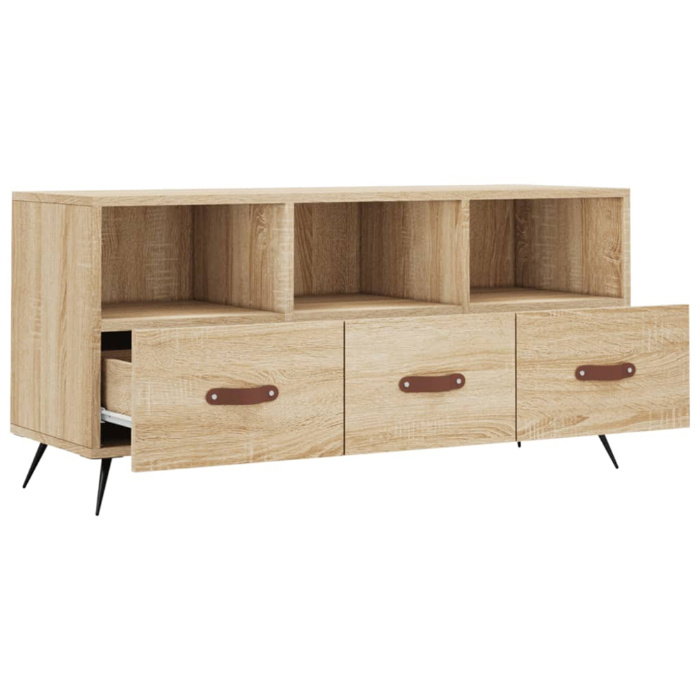 vidaXL 3 Drawer 3 Shelf Sonoma Oak TV Cabinet Image 6
