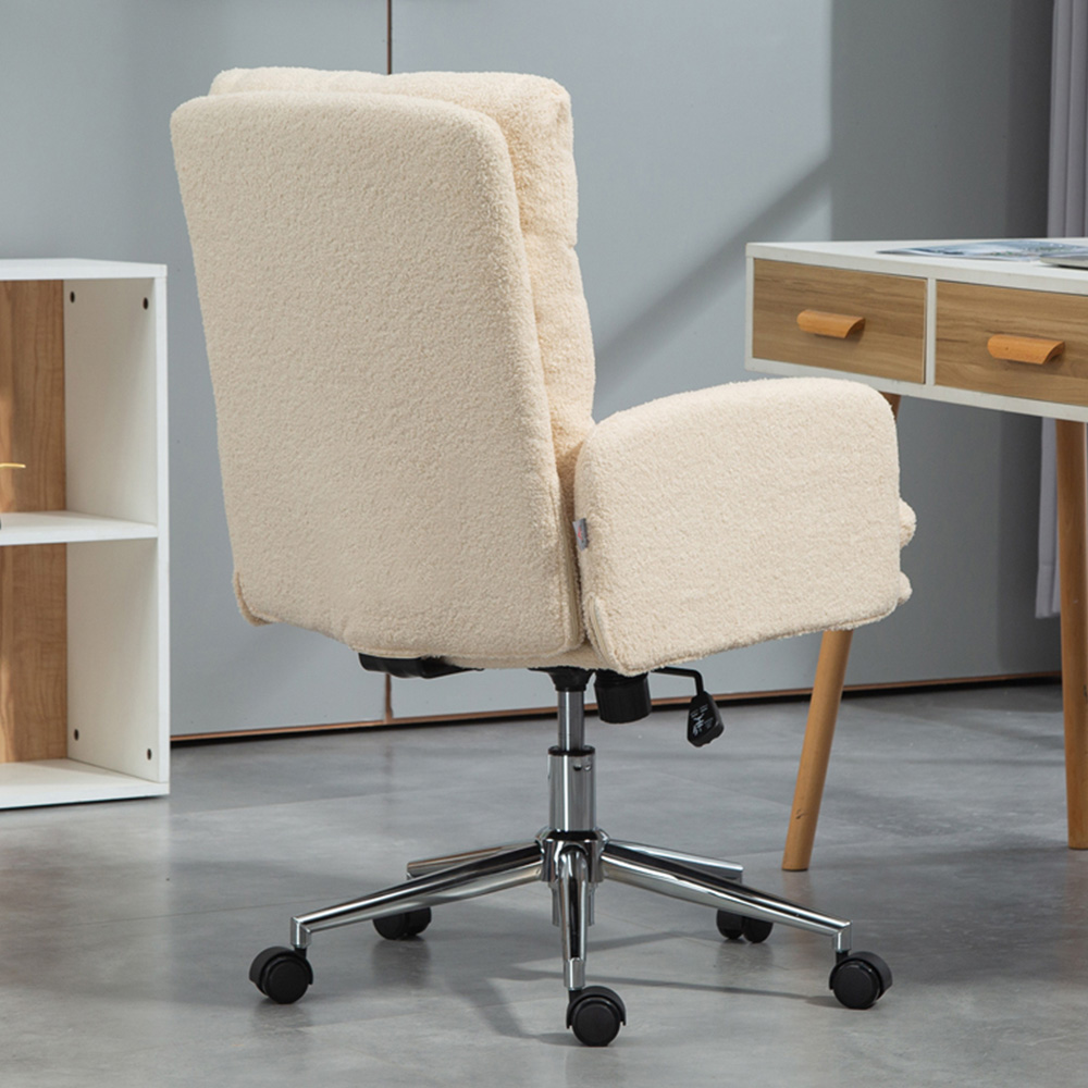 Portland Cream White Upholstered Height Adjustable Desk Chair Image 1