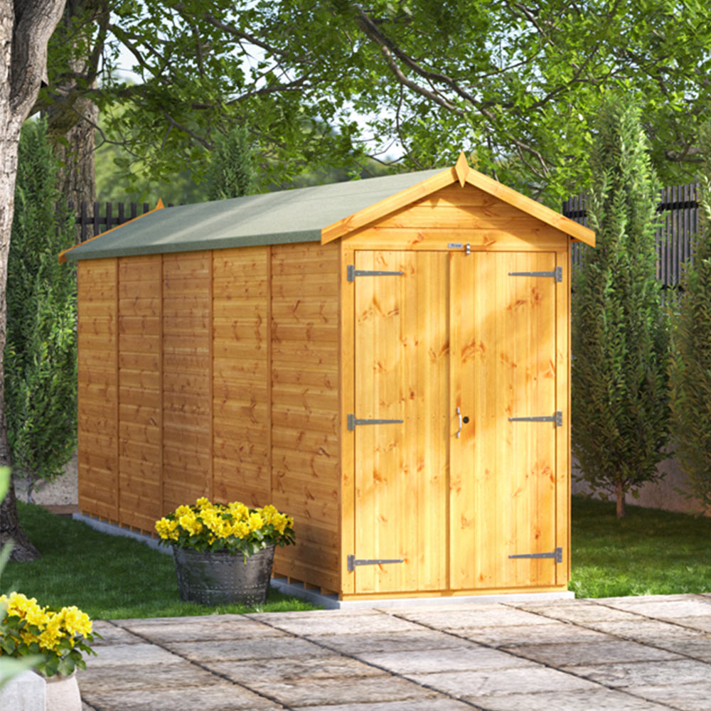 Power Sheds 20 x 4ft Double Door Apex Wooden Shed Image 2