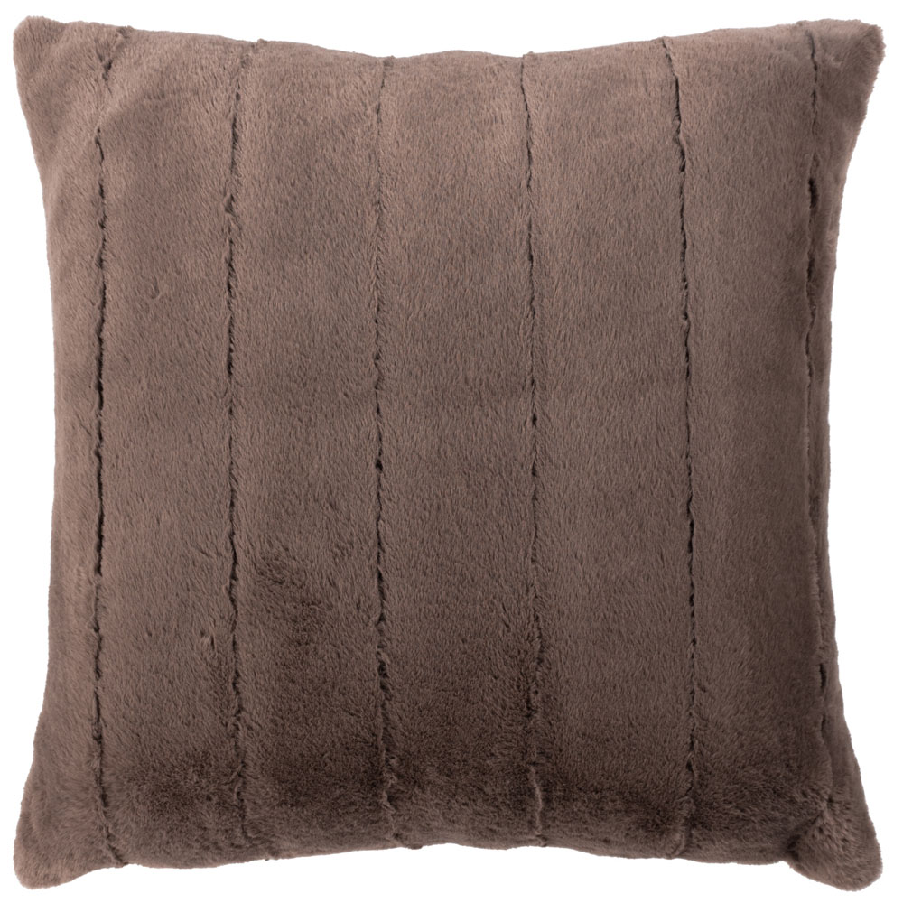 Paoletti Empress Taupe Faux Fur Cushion Large Image 1