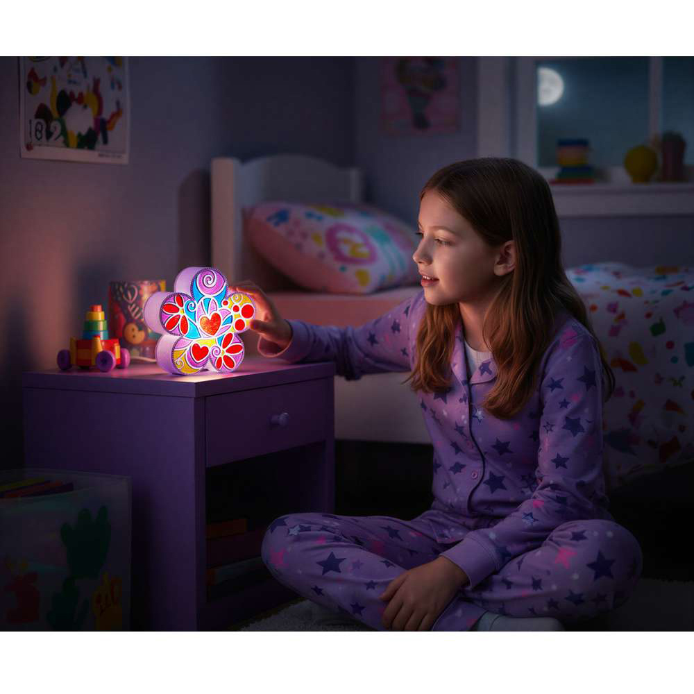 4M KidzMaker Colour Lit Flower Lamp DIY Craft Kit Image 2