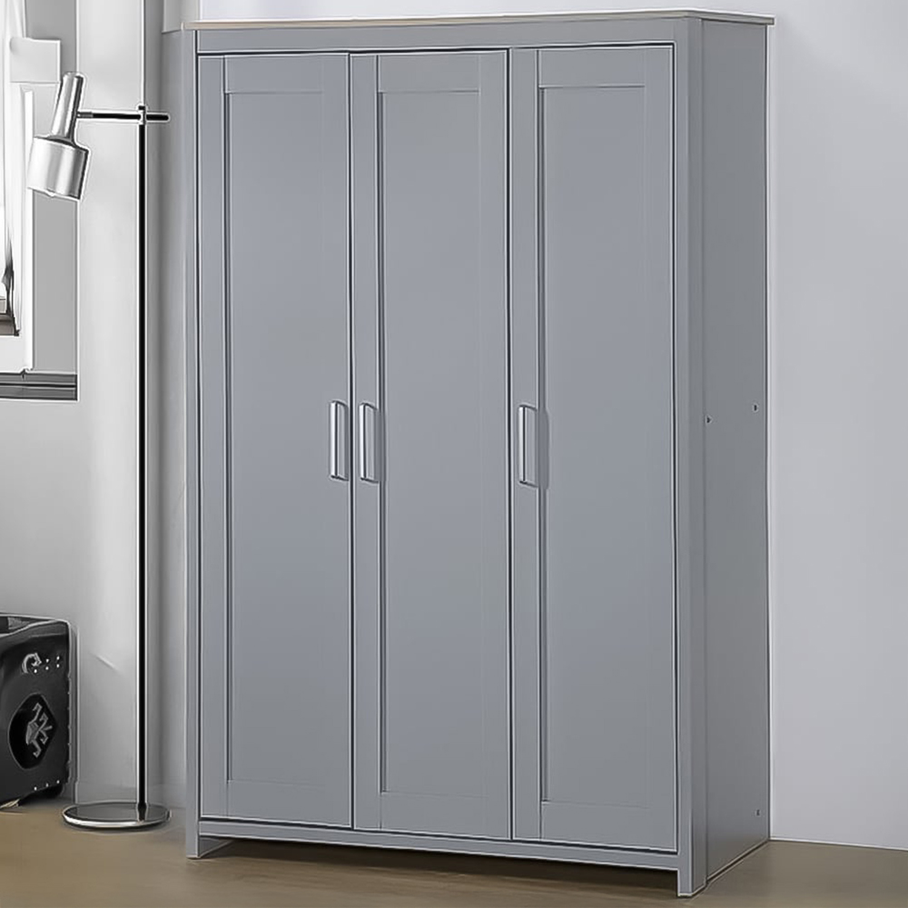 Brooklyn 3 Door Grey and Oak Wardrobe Image 1