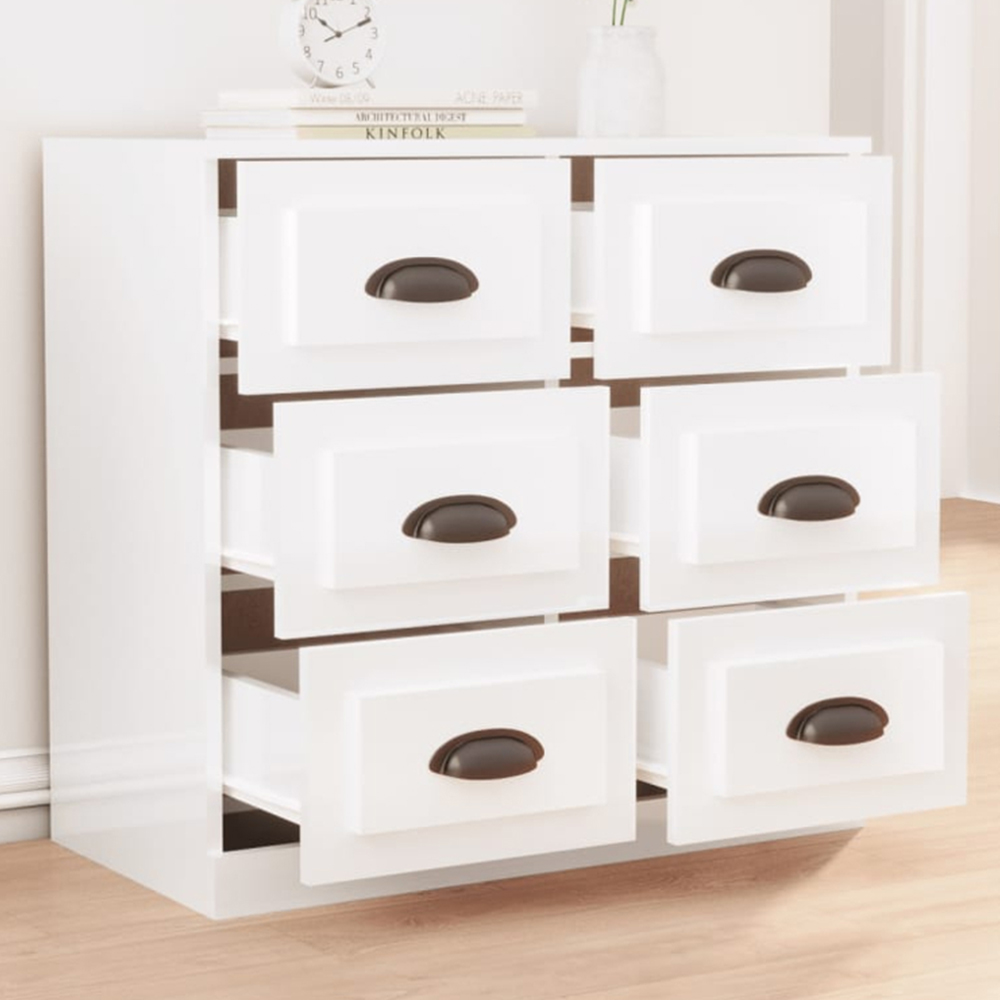 vidaXL 6 Drawer High Gloss White Sideboard Image 1