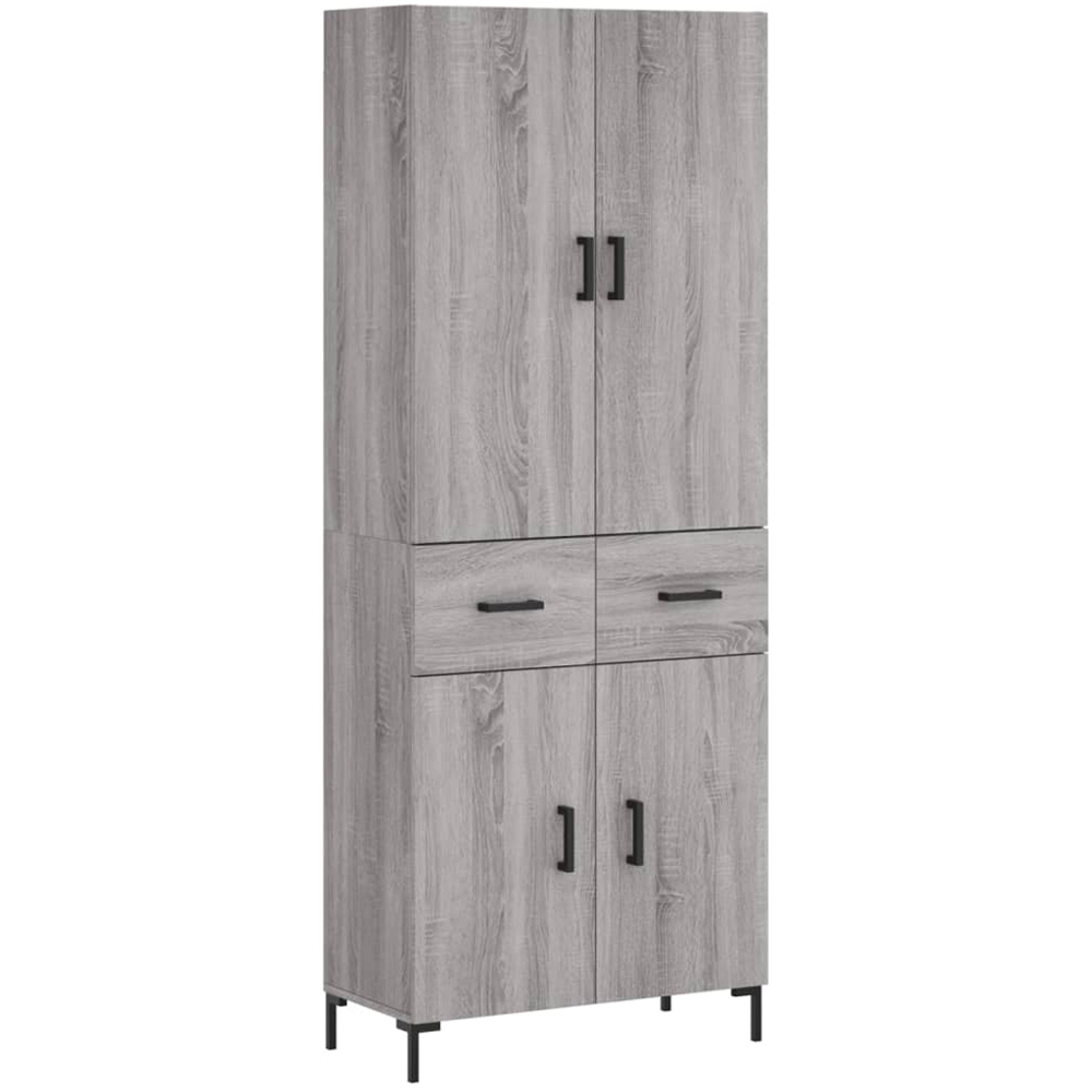 vidaXL 4 Door 2 Drawer Grey Sonoma Highboard Image 2