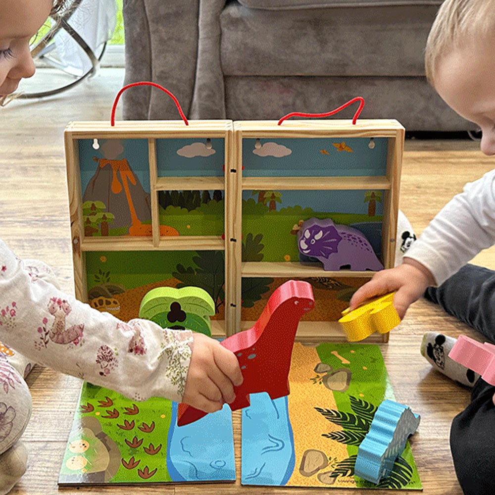 Bigjigs Toys Wooden Dinosaur Animal Playbox Multicolour Image 2