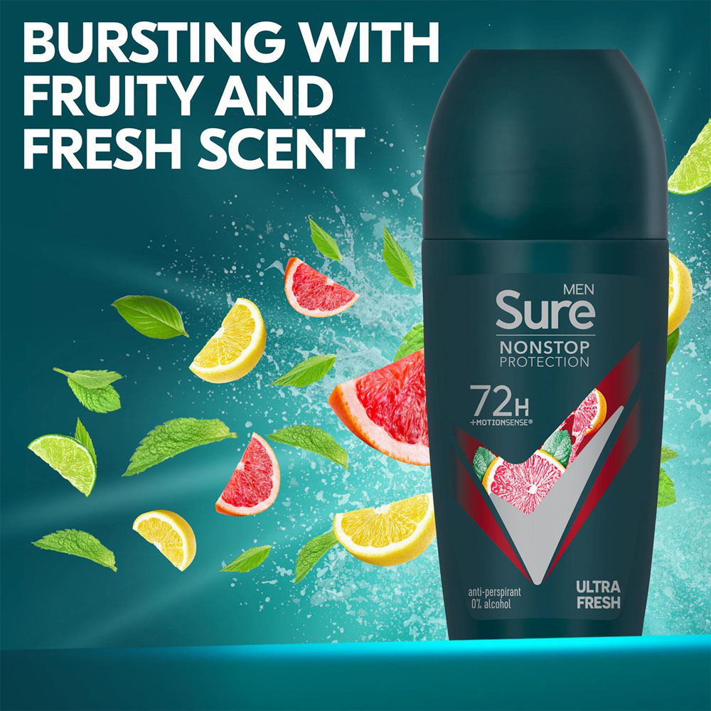 Sure Men 72H Non-Stop Protection Anti-Perspirant Ultra Fresh Deodorant Stick 50ml 18 Pack Image 5
