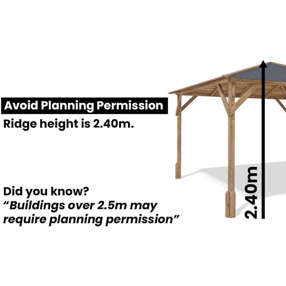 Dunster House Utopia 200 2 x 2m Brown Wooden Gazebo with Roof Shingles and Louvre Wall Image 9